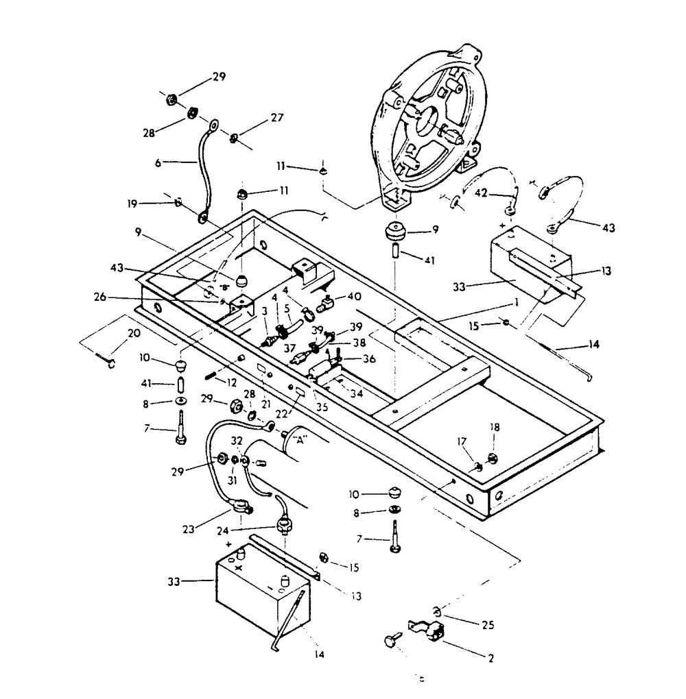 Mounting Base Diagram and Parts List for 9607-0  Generac Generator
