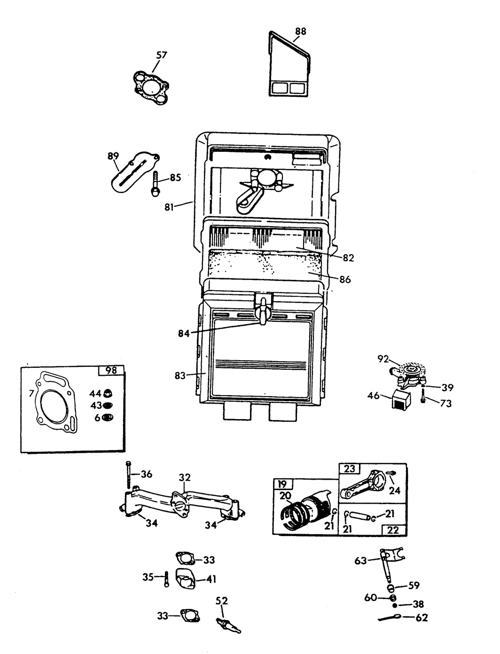 Engine Common Parts 1 Diagram and Parts List for 9734-1  Generac Generator