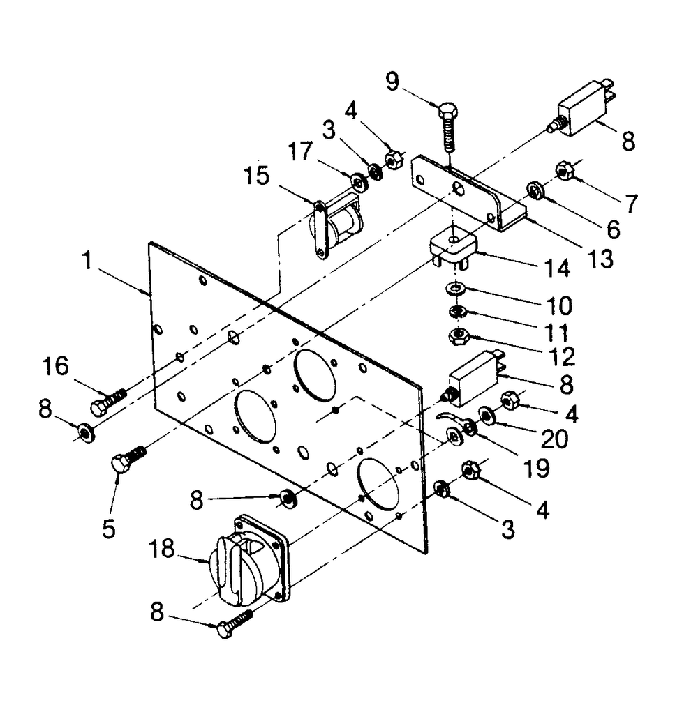 Receptacle Panel Diagram and Parts List for 1012-A  Generac Welder