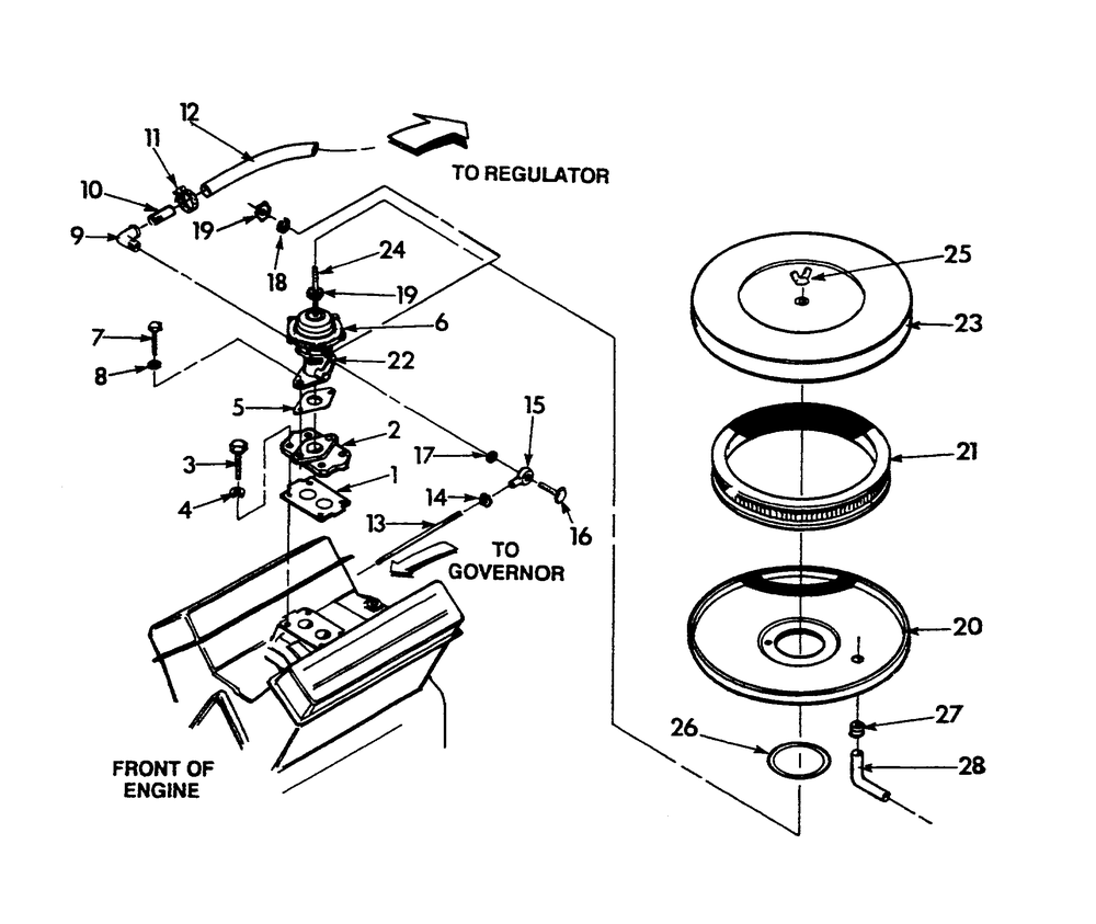 Natural Gas Carburetor Diagram and Parts List for 9303-5  Generac Generator
