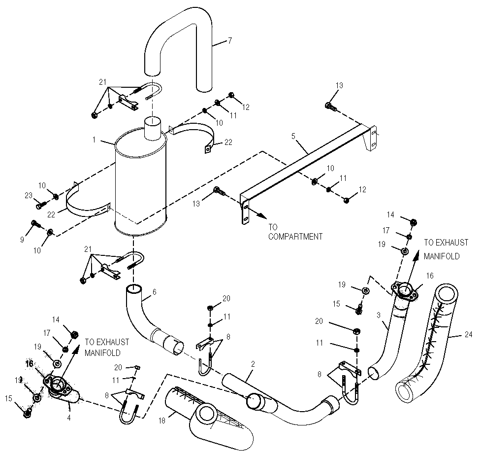 Muffler Diagram and Parts List for 0049930 (3804746 - 3990828)(2004) Generac Generator