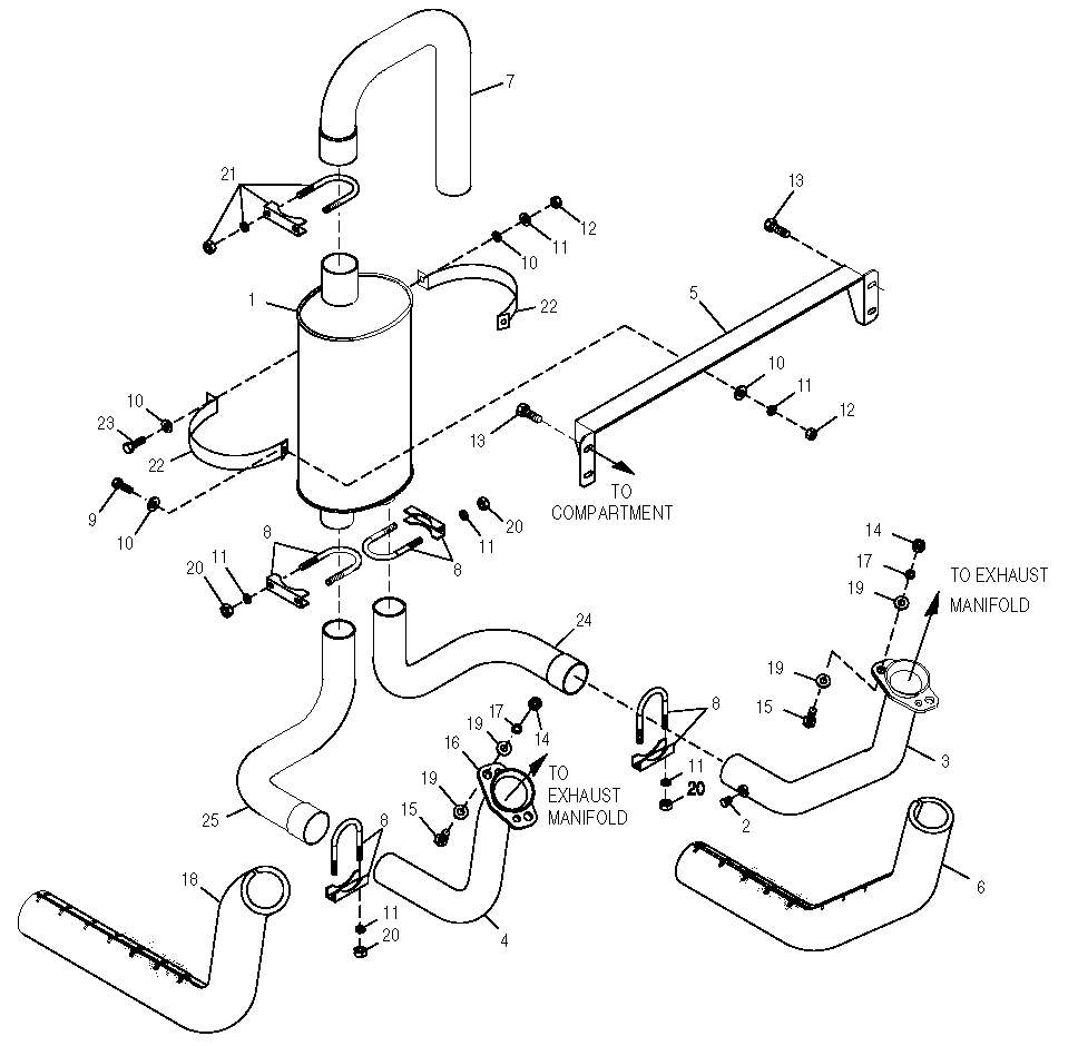 Muffler Diagram and Parts List for 0049922 (4100779 - 4393839)(2008) Generac Generator