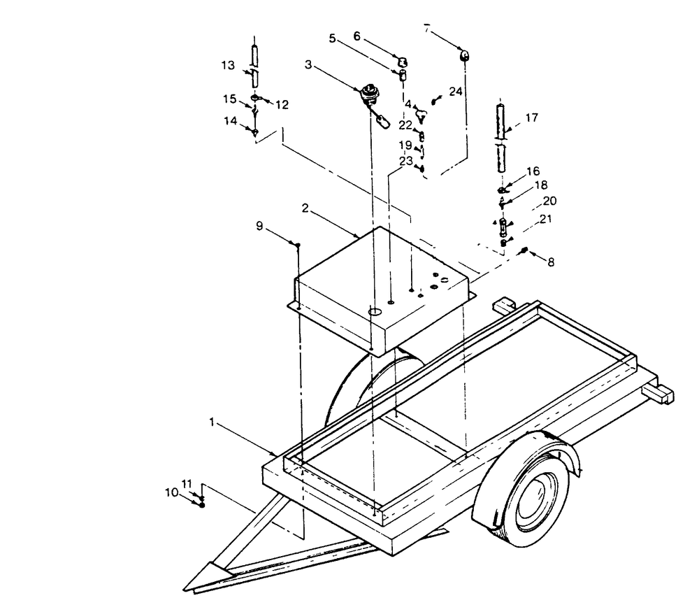 Fuel Tank And Trailer Diagram and Parts List for 9156-1  Generac Generator