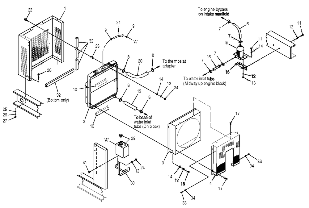 Radiator Diagram and Parts List for 0044741 (3580728 - 3694588)(2014) Generac Generator