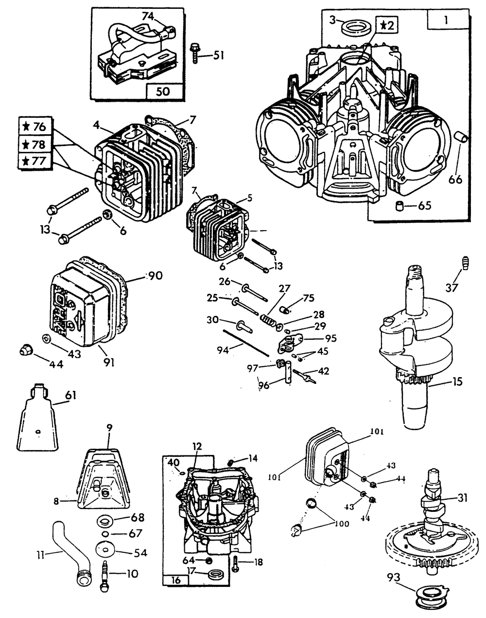 Engine Common Parts 2 Diagram and Parts List for 9677-1  Generac Generator