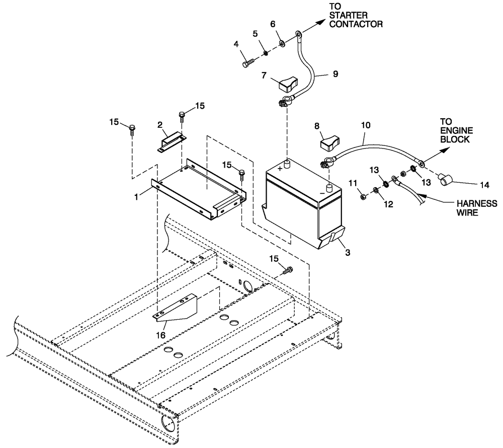 Battery Diagram and Parts List for QT05030AVSN (4137868 - 4202779)(2005) Generac Generator