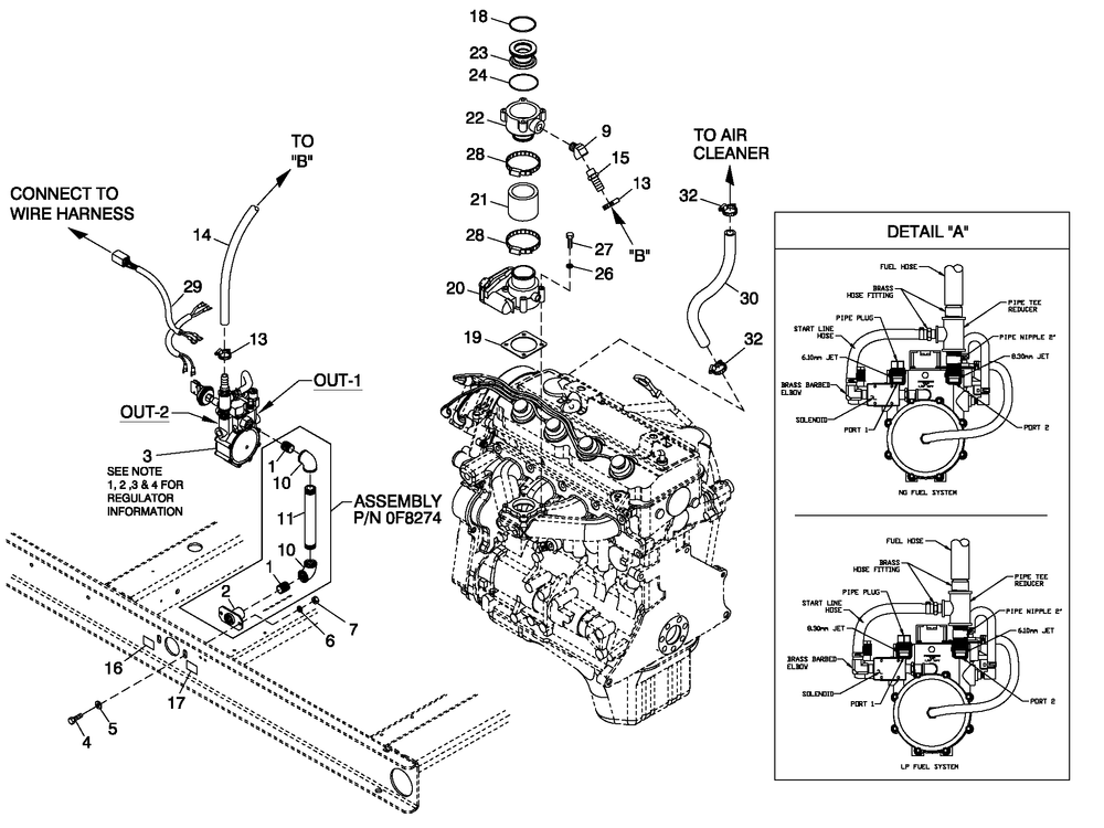 Fuel System 2.4l C2 G2 Diagram and Parts List for QT02524ANAN (4828186 - 4838636)(2007) Generac Generator