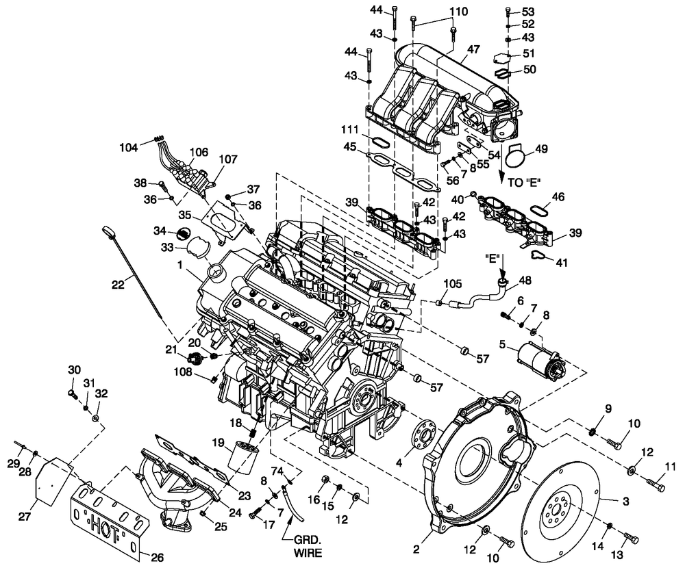 Engine Common Parts 3.0l G3 Ls Diagram and Parts List for CT06030ANSN (0508V27088)(2008) Generac Generator