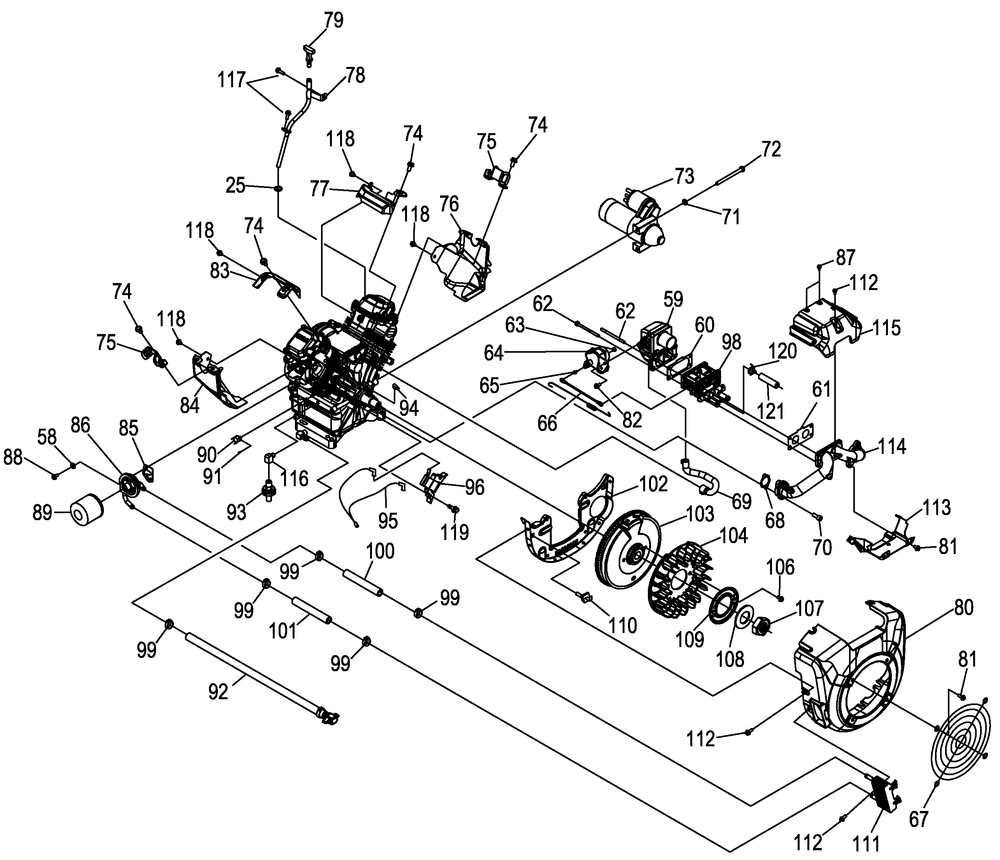 Engine 2 Diagram and Parts List for 0059140 (6256686 - 7316354)(2012) Generac Generator