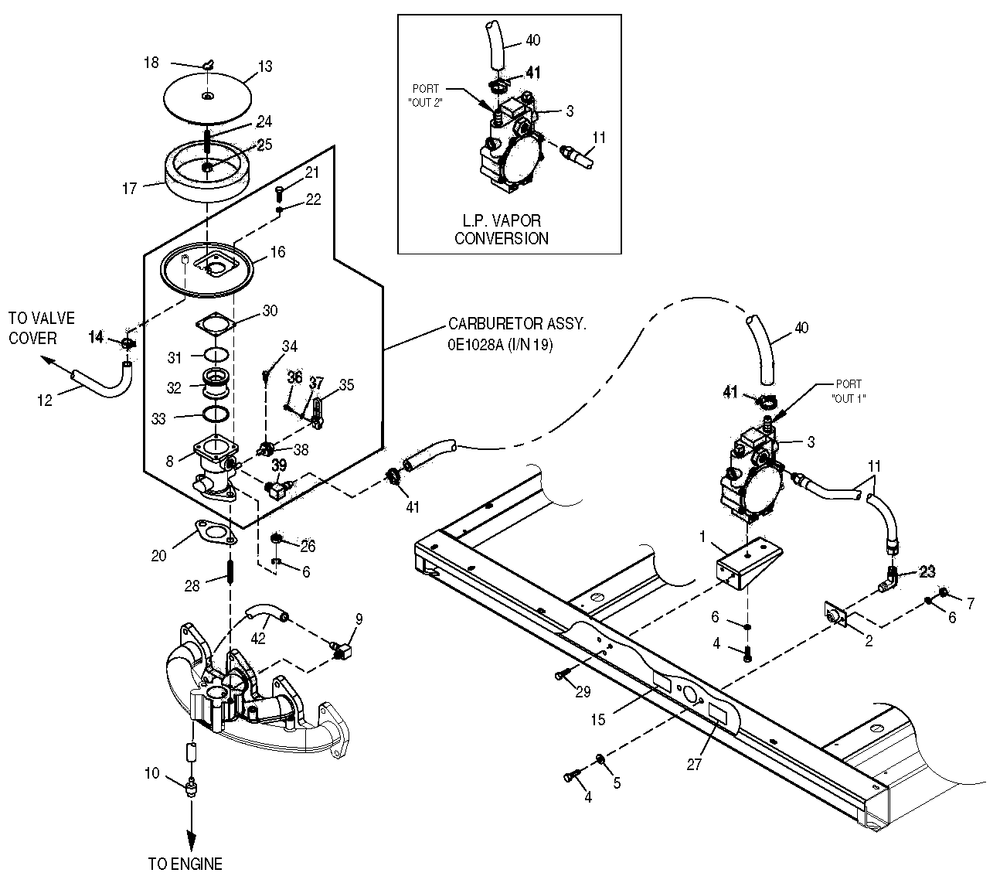 Fuel System Diagram and Parts List for 0050990 (1305V02725 - 3205V03307)(2014) Generac Generator