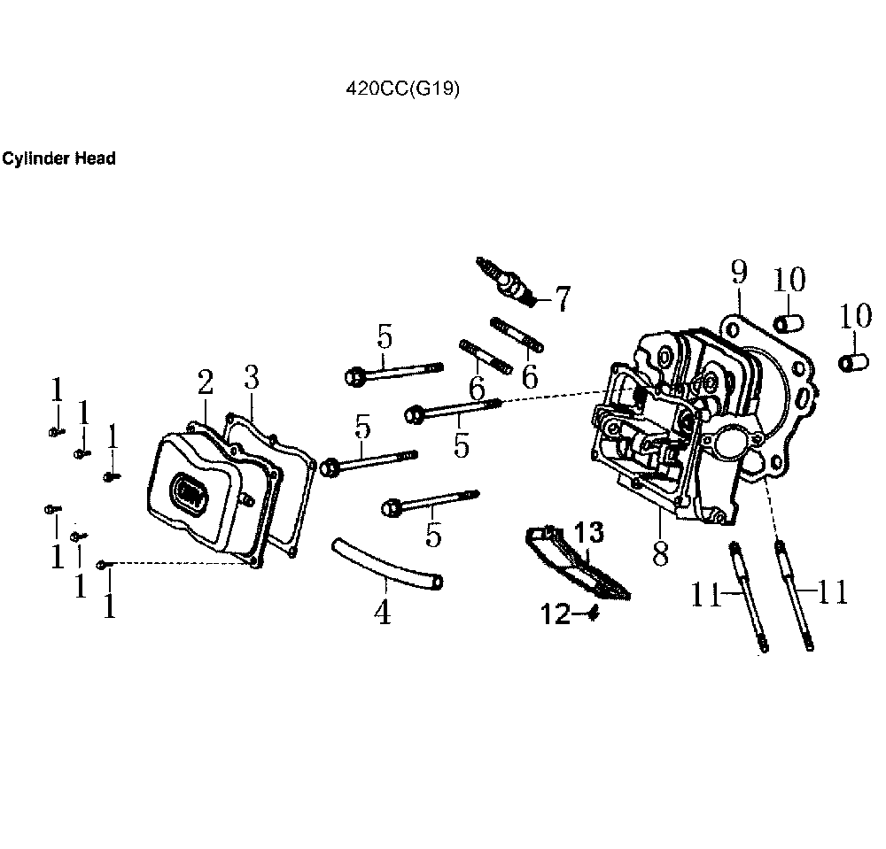 Cylinder Head Diagram and Parts List for GP7500E-5943-5  Generac Generator