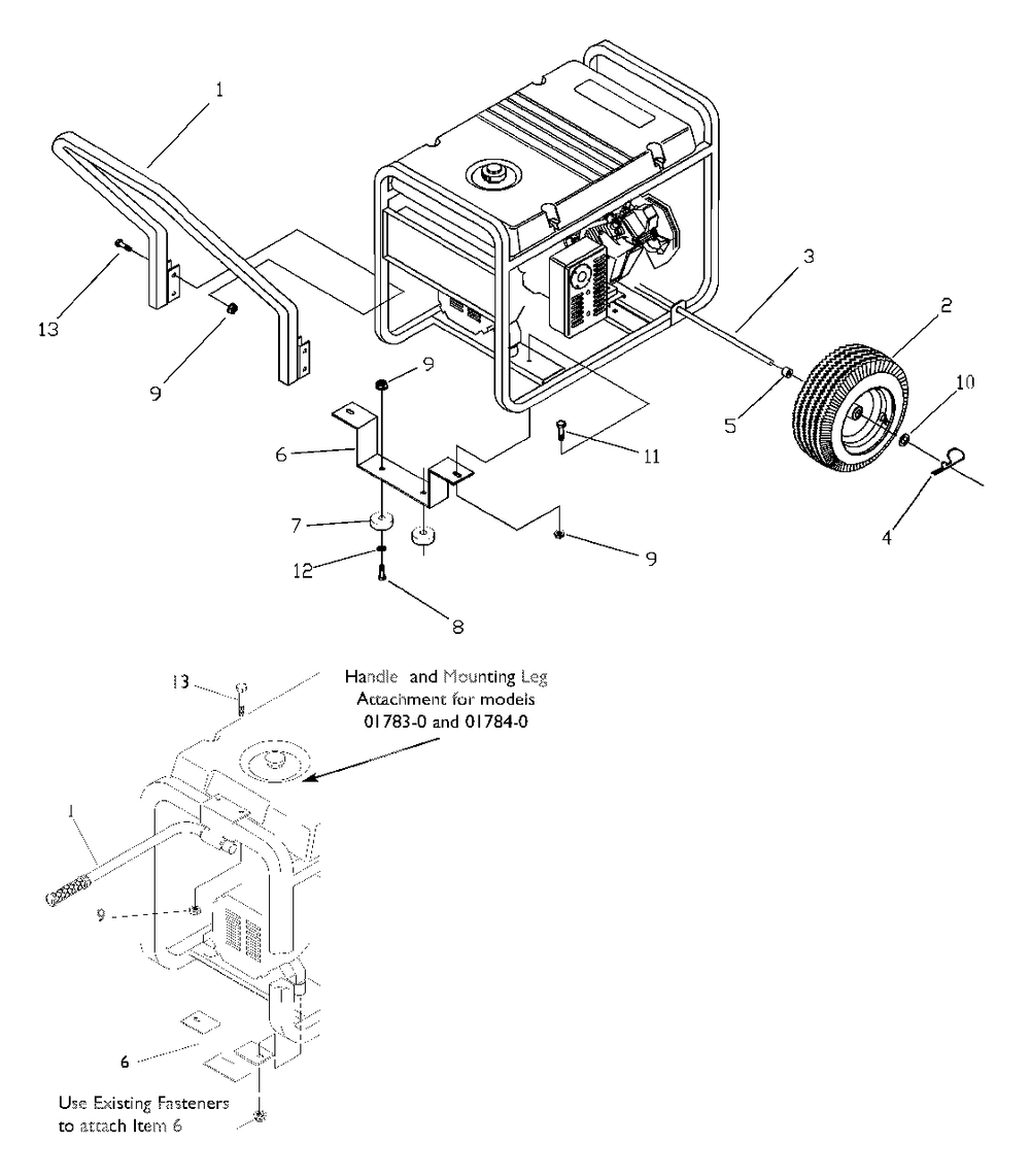 Wheel Kit Diagram and Parts List for 4000GCXE (1785-0)(1785-0) Generac Generator