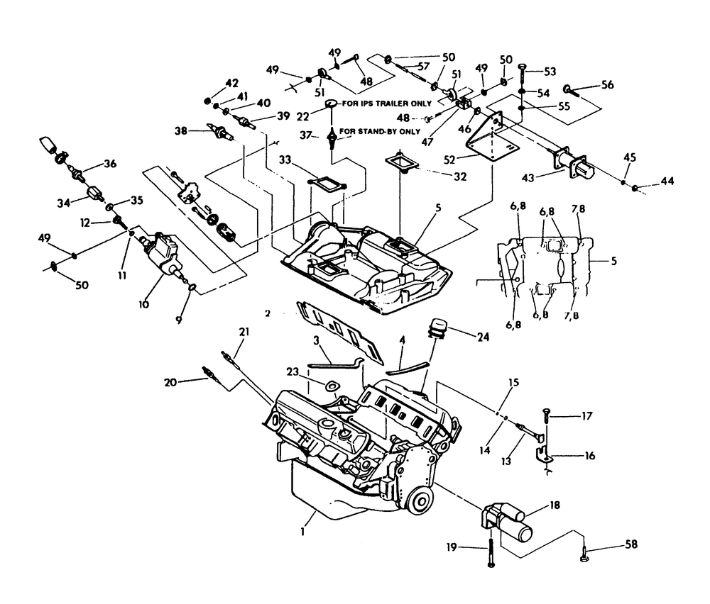4.3 Liter Engine (Fuel, Oil And Manifold Assembly) Diagram and Parts List for 9467-1  Generac Generator