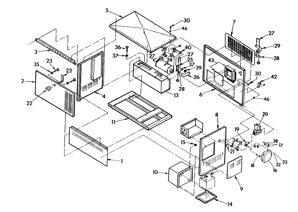 Enclosure Diagram and Parts List for 0863-1  Generac Generator