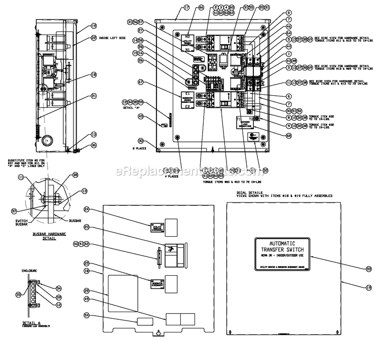 Ev 200a Service Entrance Diagram and Parts List for RTSE200A3 (4034074 - 4368973)(2006) Generac Generator