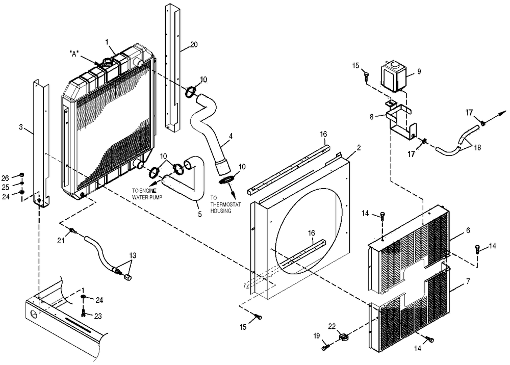 Radiator Diagram and Parts List for 0049910 (3993557 - 4344004)(2006) Generac Generator