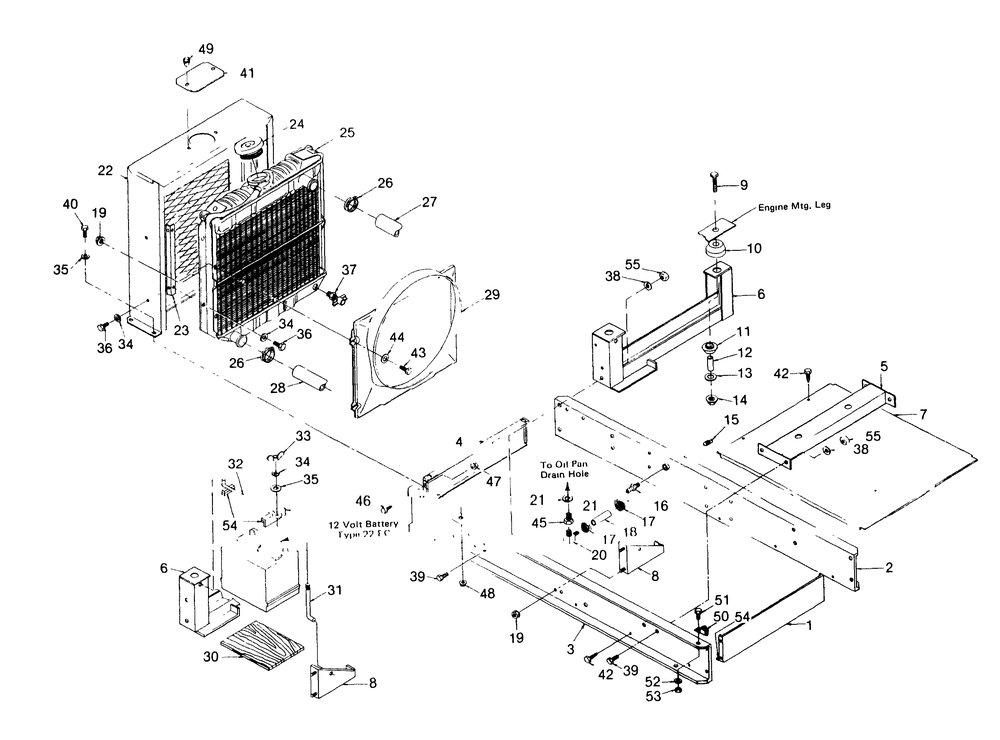 Mounting Base Diagram and Parts List for 8451-0  Generac Welder