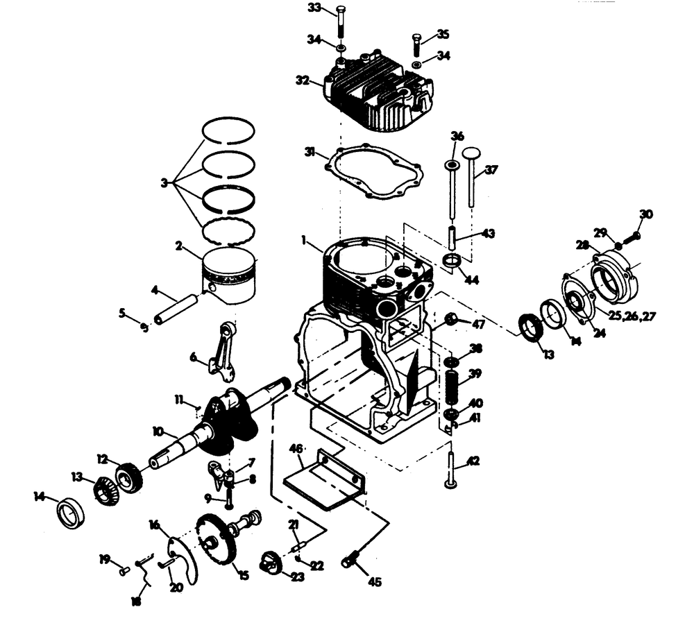 Engine Diagram and Parts List for 6206-6  Generac Generator