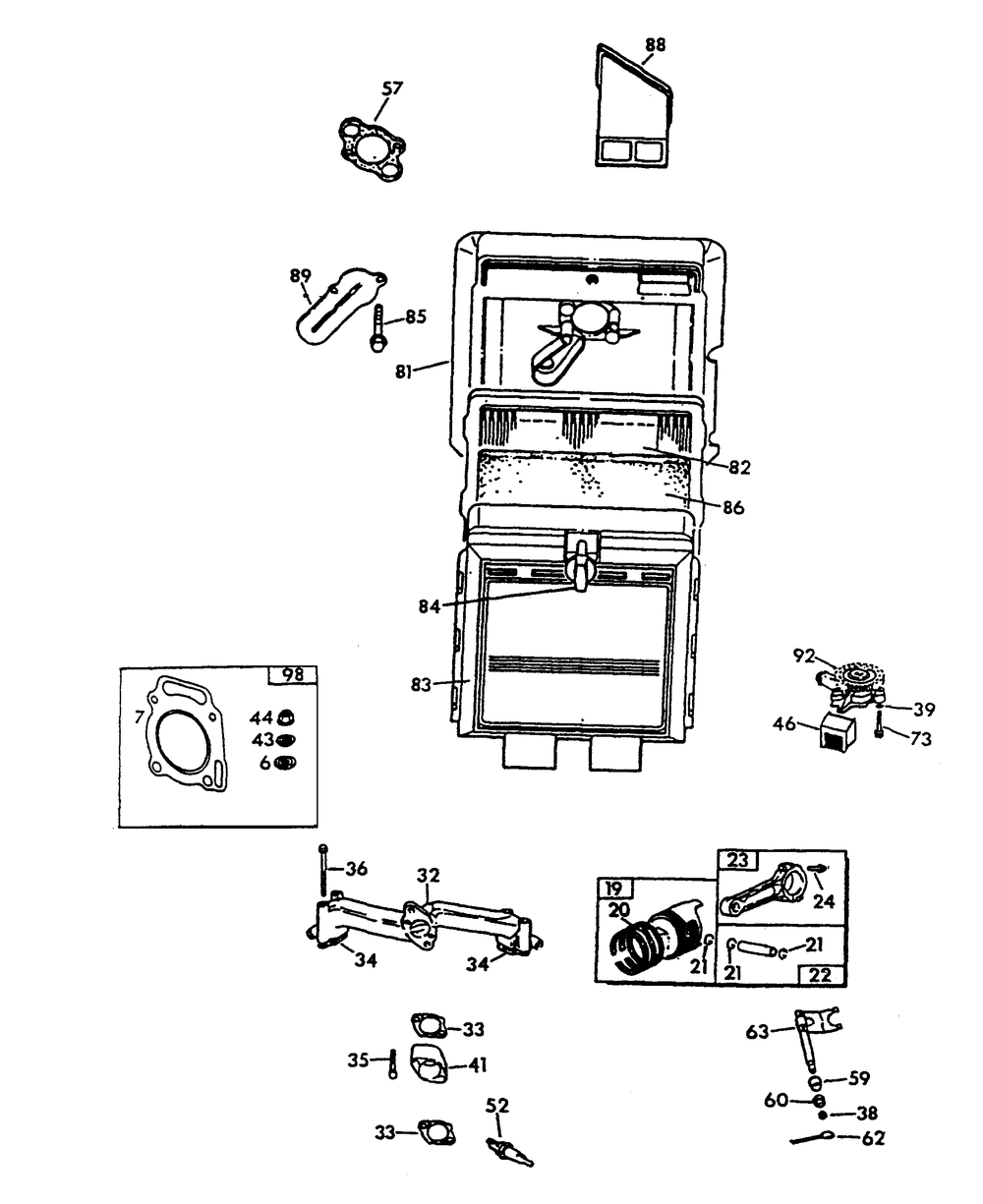 Engine Common Parts 1 Diagram and Parts List for 9735-0  Generac Generator