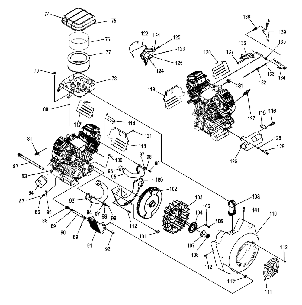 Engine 2 Diagram and Parts List for 0046920 (3623511 - 3830151)(2014) Generac Generator