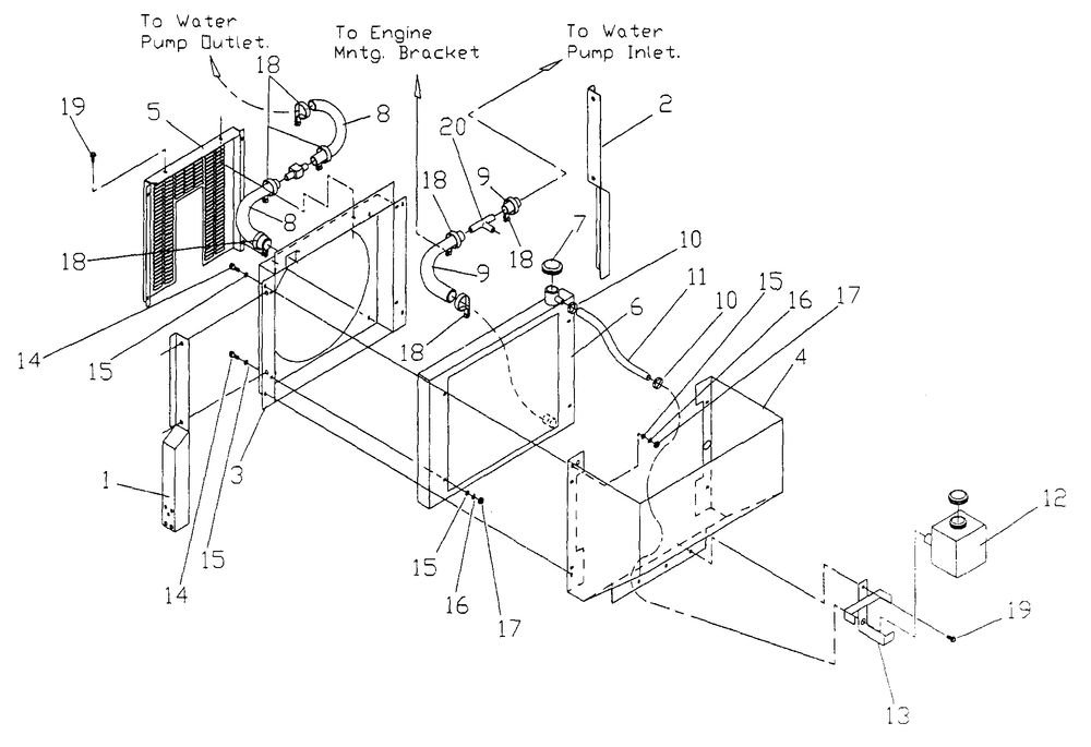 Radiator Diagram and Parts List for 0980-0  Generac Generator