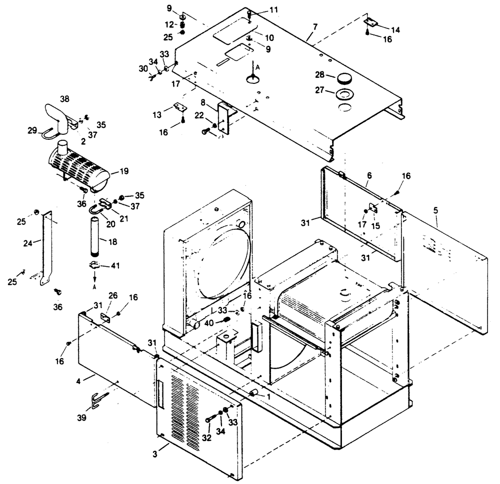 Exterior Panels Diagram and Parts List for 1014-A  Generac Welder