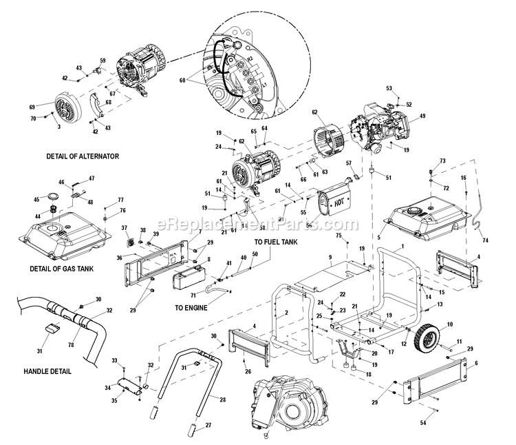 Ev 6500w Xg Model 005796-2 Diagram and Parts List for 0057962 (8320368 - 9974078)(2015) Generac Generator