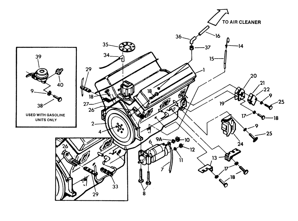 Engine Common Parts Diagram and Parts List for 9303-1  Generac Generator