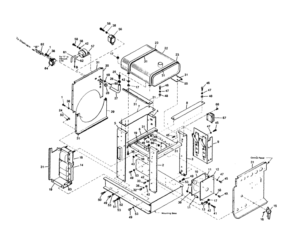 Compartment Diagram and Parts List for 1009-A  Generac Welder