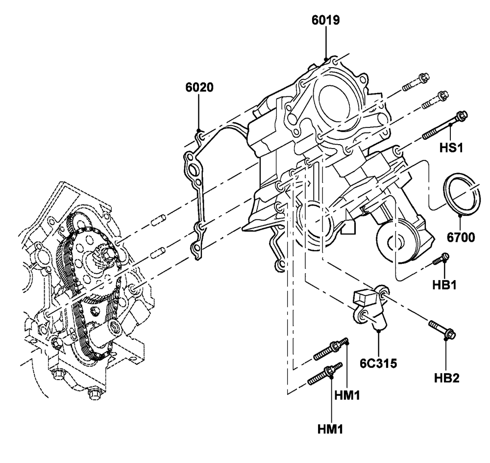 4.2l Gas Engine Timing Cover Diagram and Parts List for ET04842ANAN (5614613 - 5760317)(2010) Generac Generator