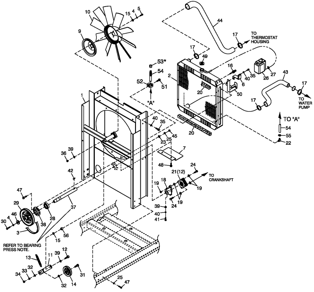 C2 Cooling System And Fan Drive Diagram and Parts List for 0052631 (4442921 - 4788029)(2007) Generac Generator