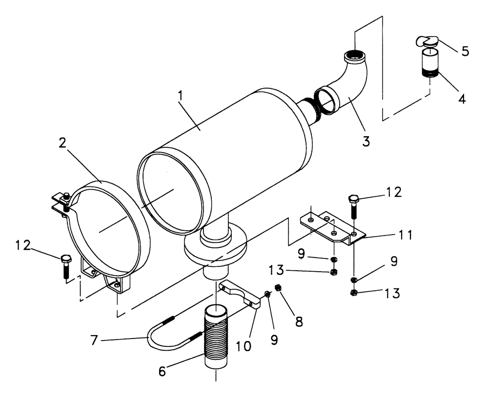 Muffler Diagram and Parts List for 0845-2  Generac Generator