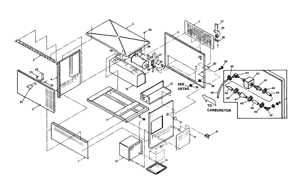 Gasoline Enclosure Diagram and Parts List for 9231-0  Generac Generator
