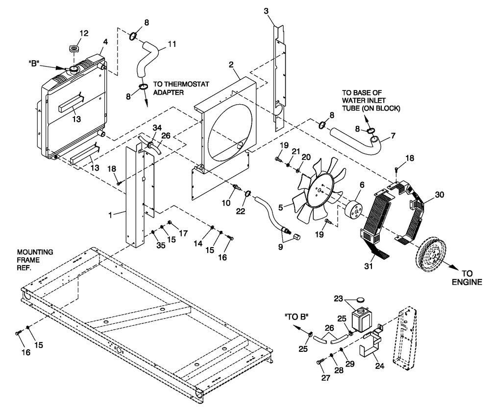 Cooling System 2.5 Cl Diagram and Parts List for 0052120 (4318867 - 4337620)(2006) Generac Generator