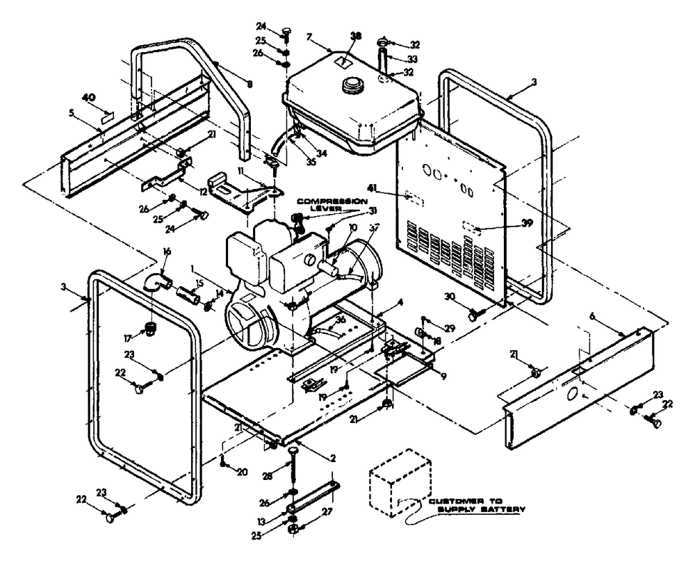 Cradle Assembly Diagram and Parts List for R4000D (9014-1)(9014-1) Generac Generator