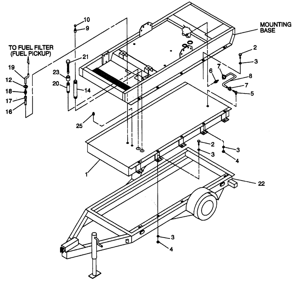 Trailer Diagram and Parts List for 4059-0  Generac Generator