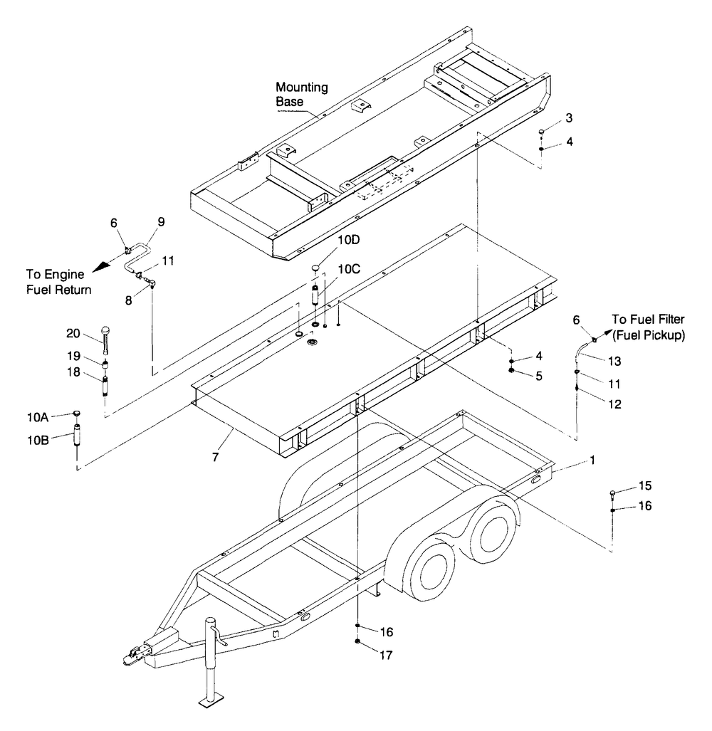 Trailer Diagram and Parts List for 4366-1  Generac Generator