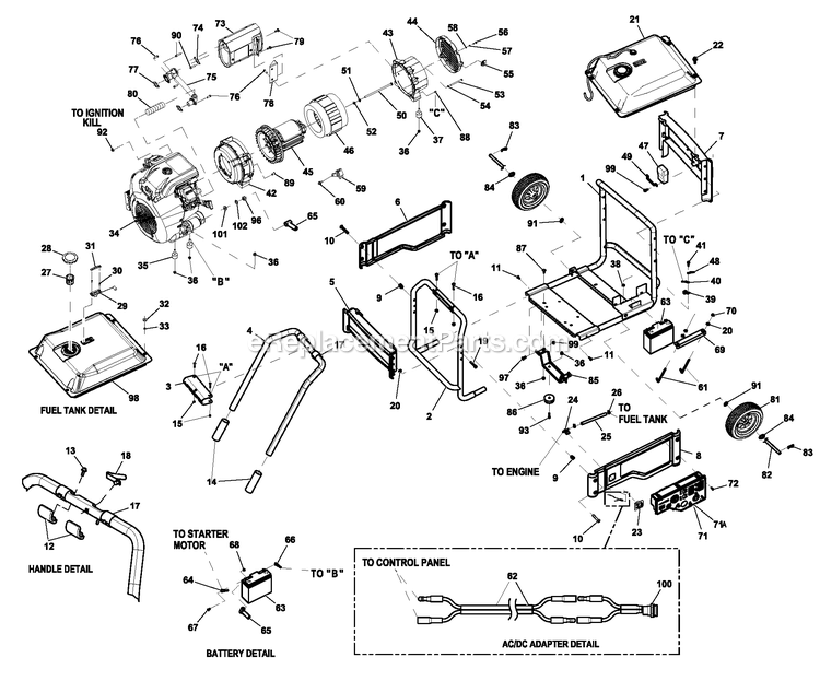 Ev 10kw Xg Model 005802-1 Diagram and Parts List for 0058021 (6230363 - 6230562)(2011) Generac Generator