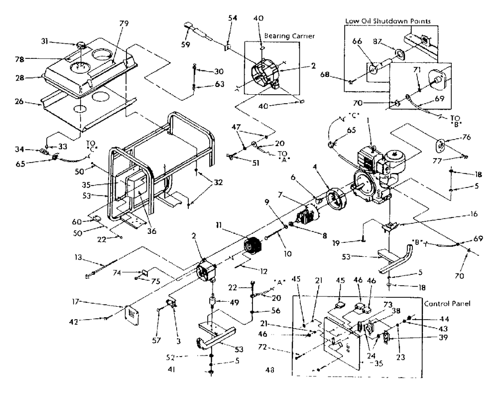 Generator Replacement Parts (10/95) Diagram and Parts List for 3W795B (9578-1)(9578-1) Generac Generator