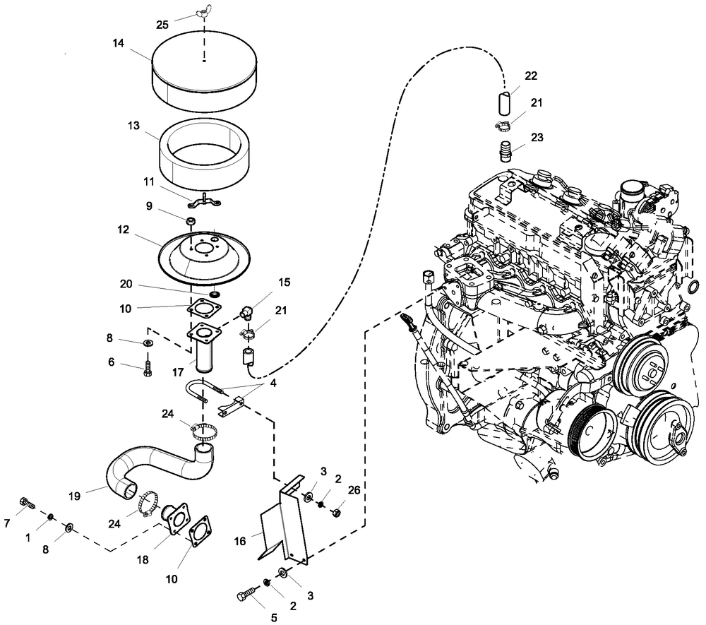 Ev Air Cleaner 2.4l G2 Turbo Diagram and Parts List for 0056090 (5246790)(2008) Generac Generator