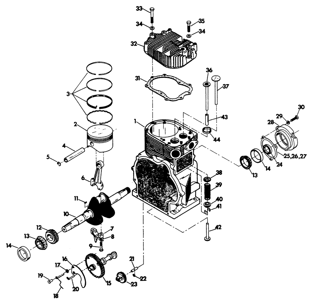 Engine Diagram and Parts List for 6208-0  Generac Generator