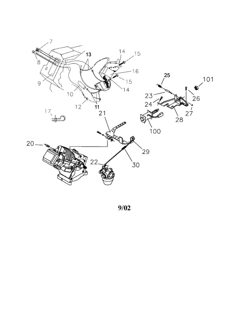 Switch/L.E.D. Assembly Diagram and Parts List for EHC00952  Generac Engine