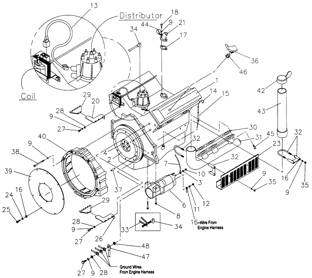 Engine Parts 4.3l (Part 1) Diagram and Parts List for 4299-0  Generac Generator