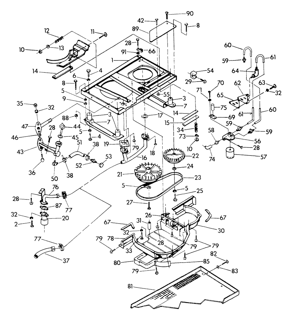 Base And Pulleys (Bottom Exhaust) Diagram and Parts List for 9475-0  Generac Generator