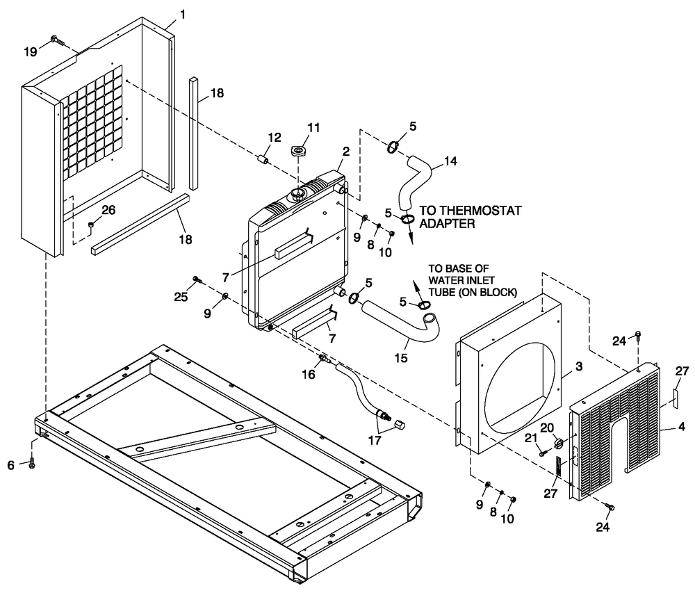 Ev Radiator Mounting Diagram and Parts List for 0050280 (3960659)(2004) Generac Generator