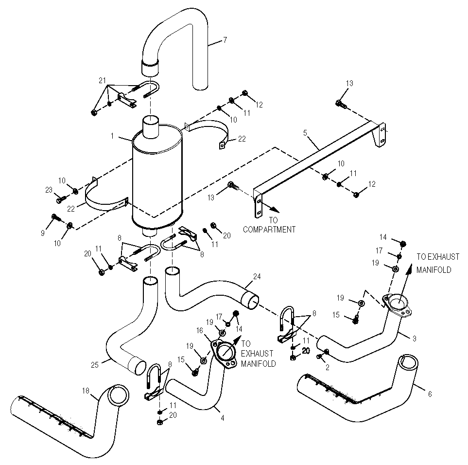 Muffler Diagram and Parts List for 0049931 (4129406 - 4269501)(2005) Generac Generator