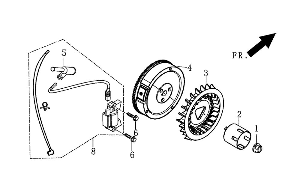 Flywheel And Ignition Diagram and Parts List for 005939-5  Generac Generator