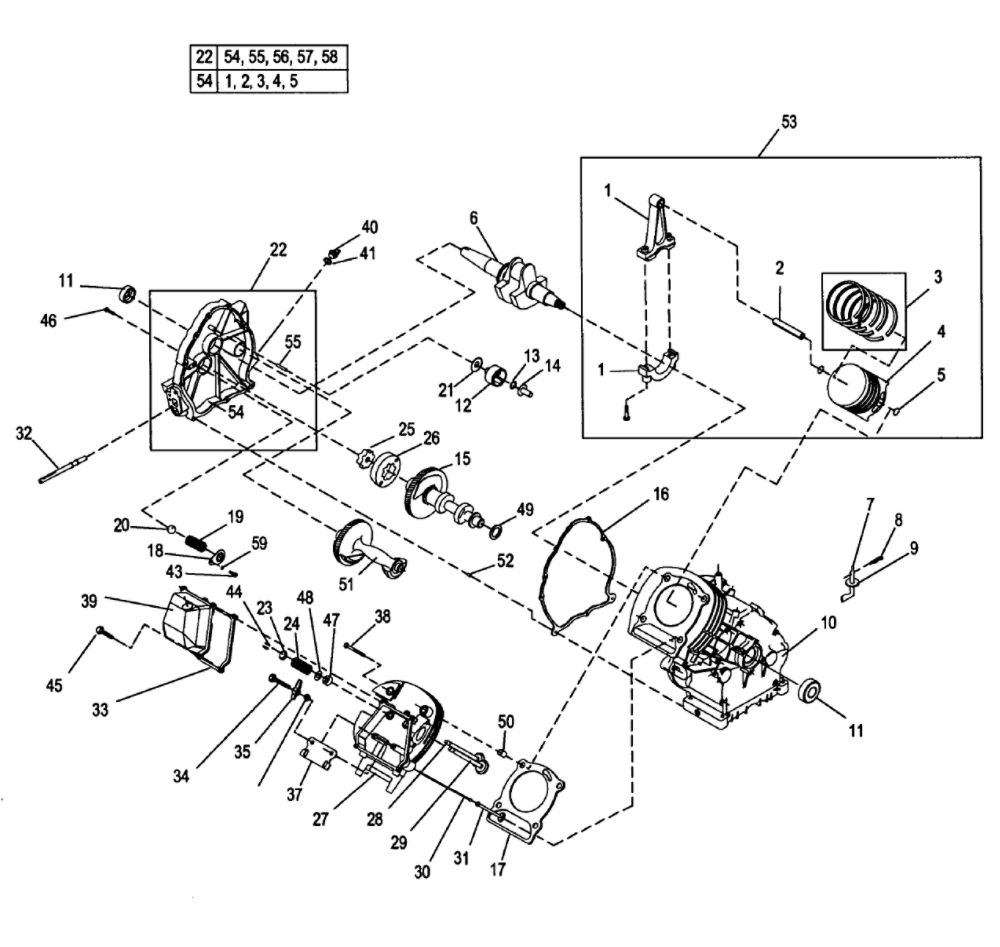 Engine 1 Diagram and Parts List for XG8000E-5747-0  Generac Generator