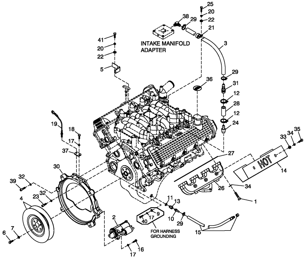 Engine Common Parts R/H Side 4.6l G3 Diagram and Parts List for ST08046AVSN (4699641)(2007) Generac Generator