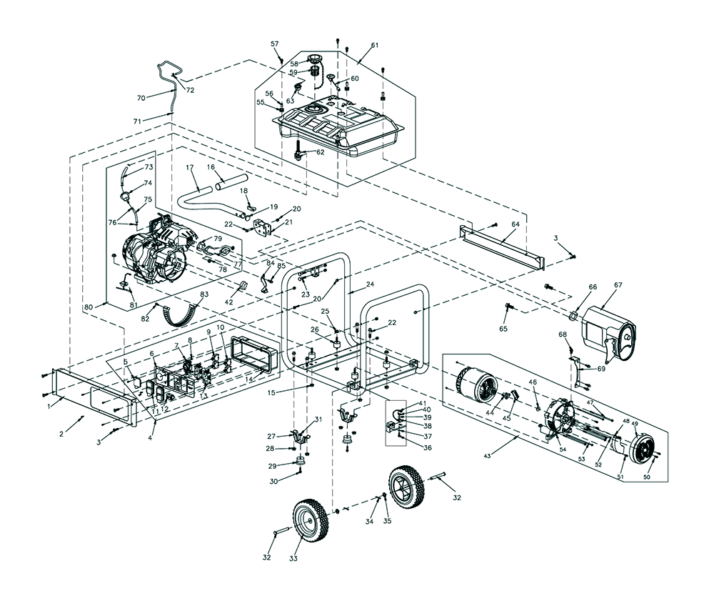 Fig-0 Diagram and Parts List for 005940R2 GP6500 Generac Generator